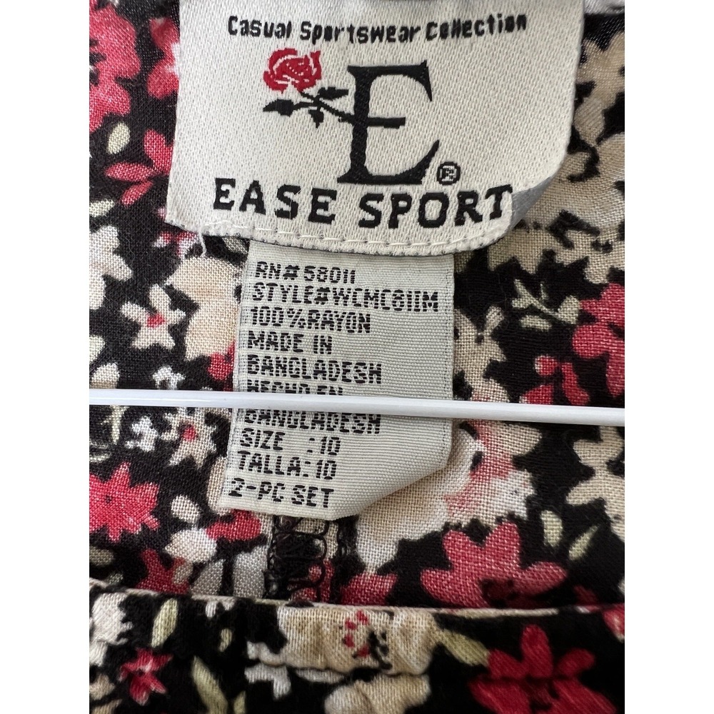 Ease Sport Womens Ditsy Floral Maxi Dress Black Red Sleeveless Rayon Size 10 - Picture 7 of 7